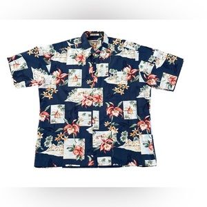 Campa Moda Hawaiian Aloha Island Floral Casual Shirt